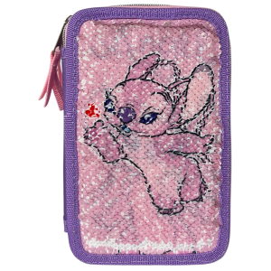 ASTUCCIO SCUOLA ANGEL DISNEY LILO & STITCH MULTISCOMPARTO 3 ZIP PAILLETTES REVERSIBILI PENNARELI GIOTTO - LST0996-G