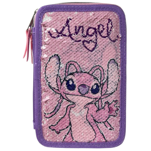ASTUCCIO SCUOLA ANGEL DISNEY LILO & STITCH MULTISCOMPARTO 3 ZIP PAILLETTES REVERSIBILI PENNARELI GIOTTO - LST0996-G