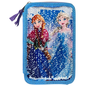 ASTUCCIO SCUOLA FROZEN DISNEY MULTISCOMPARTO 3 ZIP PAILLETTES REVERSIBILI PENNARELI GIOTTO - FR1225