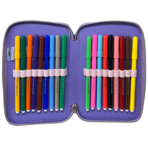 ASTUCCIO SCUOLA FROZEN DISNEY MULTISCOMPARTO 3 ZIP PAILLETTES REVERSIBILI PENNARELI GIOTTO - FR1225
