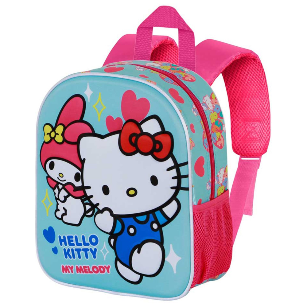 ZAINO ASILO 3D HELLO KITTY E MY MELODY SANRIO BORSA 31 CM PER SCUOLA MATERNA O TEMPO LIBERO - 08329