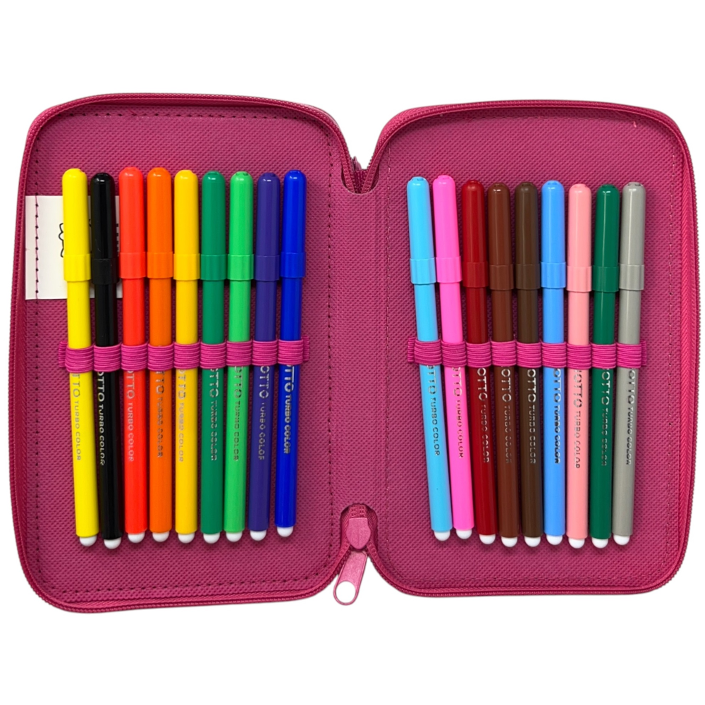 ASTUCCIO 3 ZIP SCUOLA HELLO KITTY MULTISCOMPARTO PORTACOLORI GIOTTO - 1004E4230