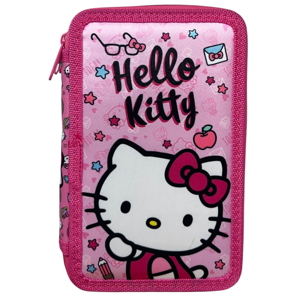 ASTUCCIO 3 ZIP SCUOLA HELLO KITTY MULTISCOMPARTO PORTACOLORI GIOTTO - 1004E4230