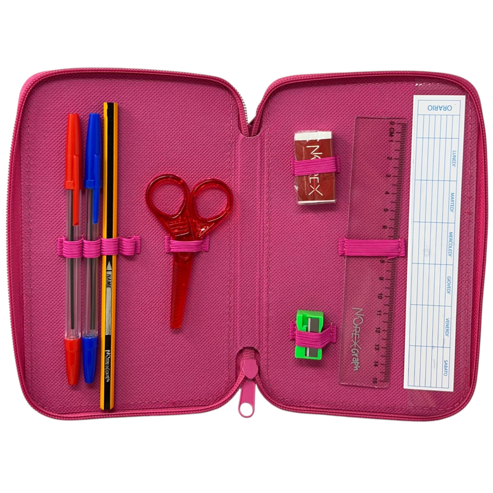 ASTUCCIO 3 ZIP SCUOLA HELLO KITTY MULTISCOMPARTO PORTACOLORI GIOTTO - 1004E4230