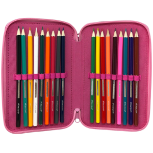 ASTUCCIO 3 ZIP SCUOLA HELLO KITTY MULTISCOMPARTO PORTACOLORI GIOTTO - 1004E4230
