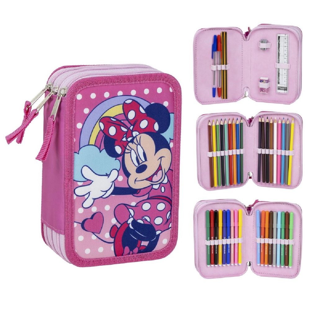 ASTUCCIO SCUOLA MINNIE MOUSE DISNEY MULTISCOMPARTO 3 ZIP PORTACOLORI GIOTTO - 1260