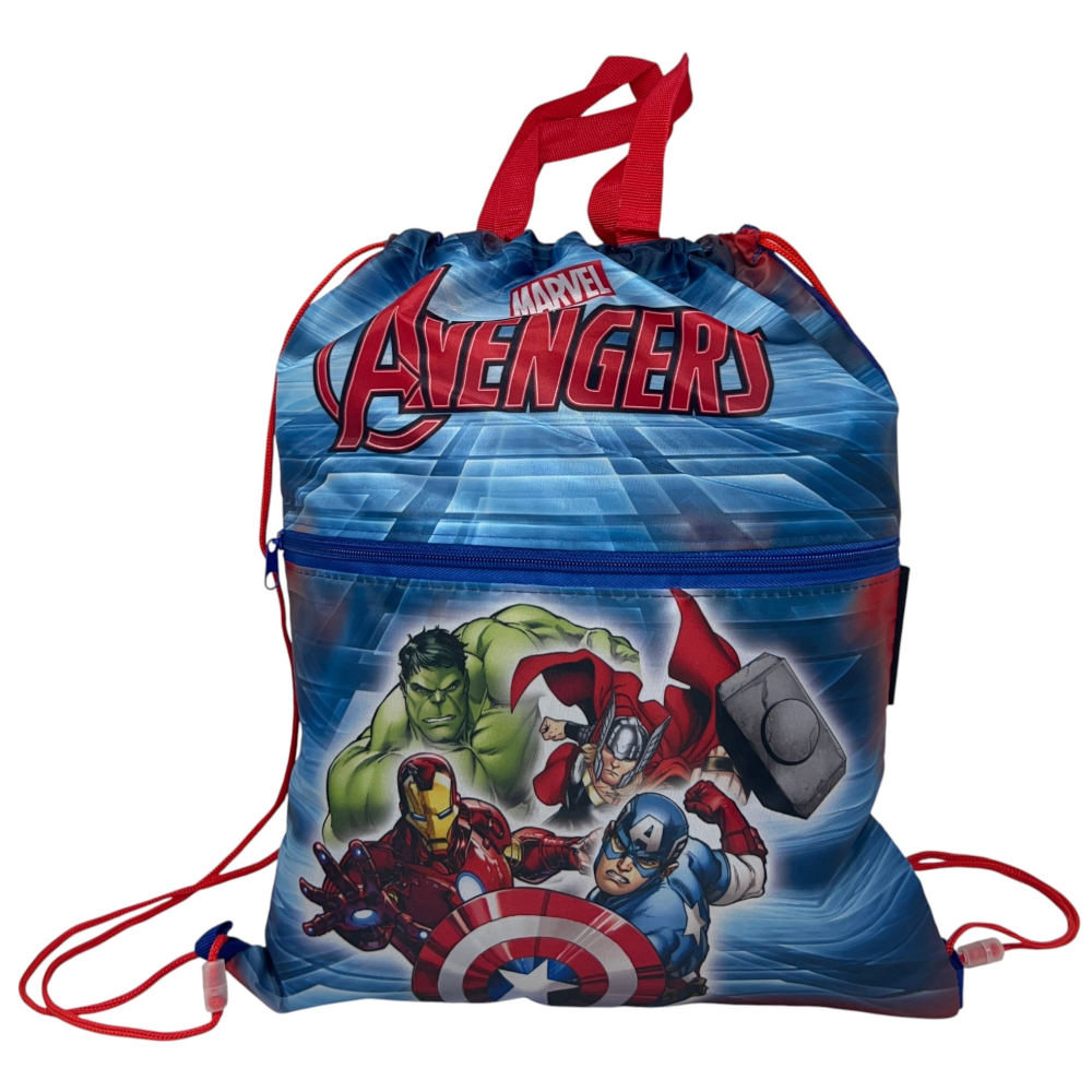 SACCA AVENGERS MARVEL CON CHIUSURA A COULISSE TASCA FRONTALE BORSA TEMPO LIBERO PALESTRA CM. 44X34 - 690563