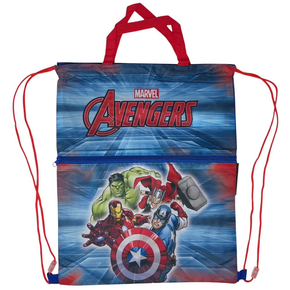 SACCA AVENGERS MARVEL CON CHIUSURA A COULISSE TASCA FRONTALE BORSA TEMPO LIBERO PALESTRA CM. 44X34 - 690563