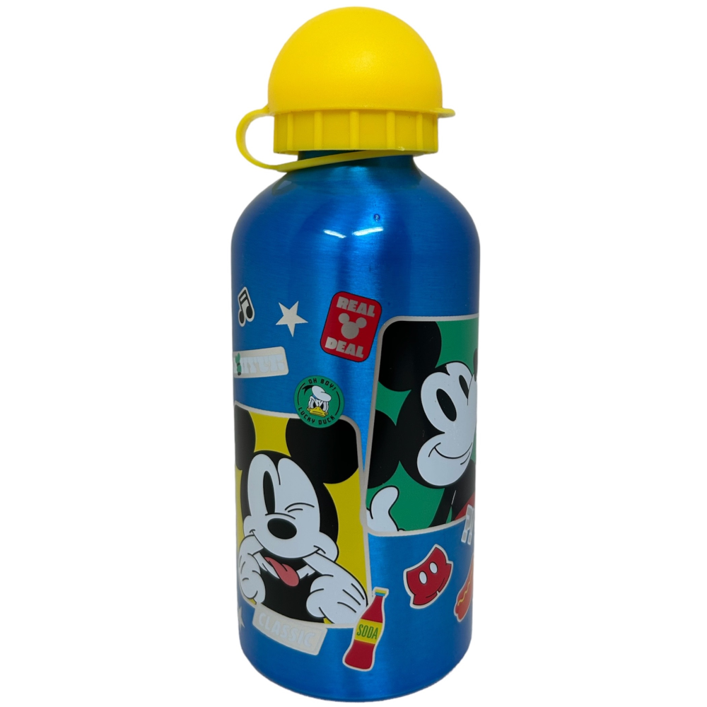 SET PRANZO TOPOLINO DISNEY 2 PEZZI BORRACCIA IN ALLUMINIO E PORTAMERENDA CON POSATE - ST74363