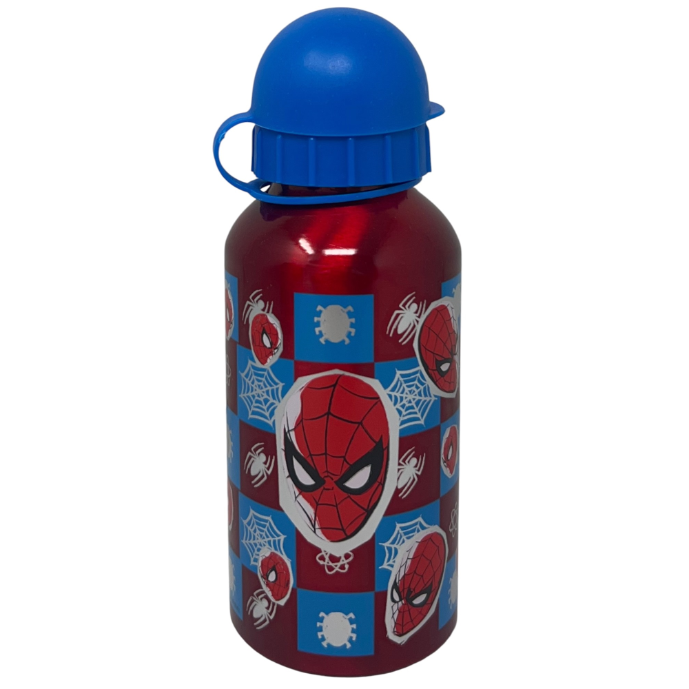 SET PRANZO SPIDERMAN MARVEL 2 PEZZI BORRACCIA IN ALLUMINIO E PORTAMERENDA CON POSATE - ST74763