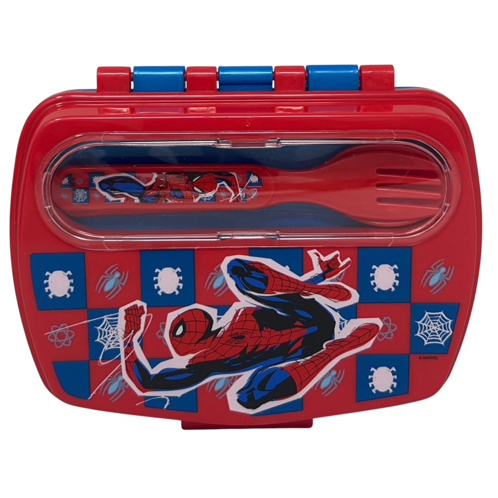 SET PRANZO SPIDERMAN MARVEL 2 PEZZI BORRACCIA IN ALLUMINIO E PORTAMERENDA CON POSATE - ST74763