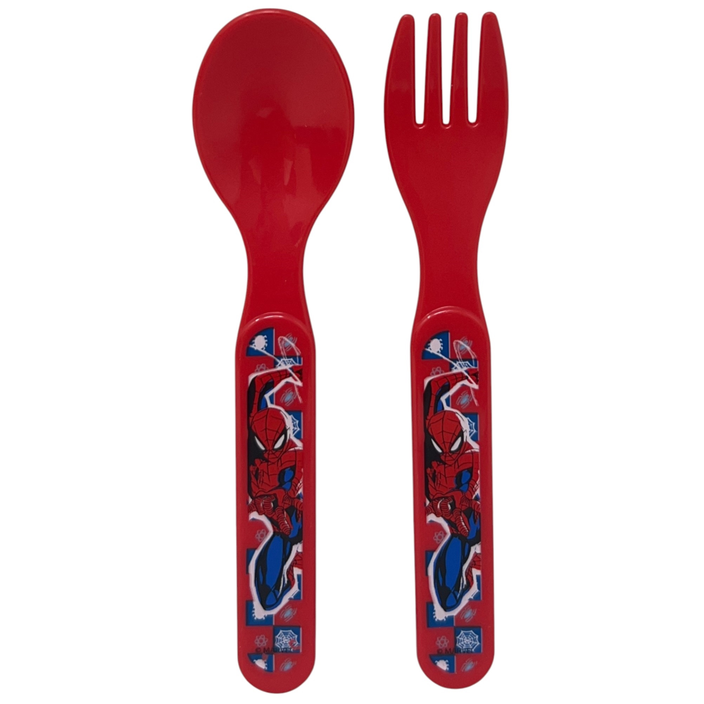 SET PRANZO SPIDERMAN MARVEL 2 PEZZI BORRACCIA IN ALLUMINIO E PORTAMERENDA CON POSATE - ST74763