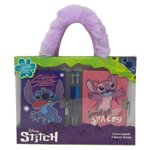 SET 2 DIARI SEGRETI CON LUCCHETTO STITCH ANGEL DISNEY + 2 PENNE GEL IN CONFEZIONE REGALO - LST0754