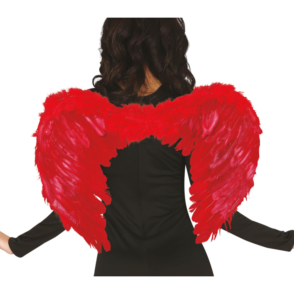 ALI PIUMATE ROSSE 60 X 40 CM ACCESSORI TRAVESTIMENTO COSTUME CARNEVALE HALLOWEEN - 16265