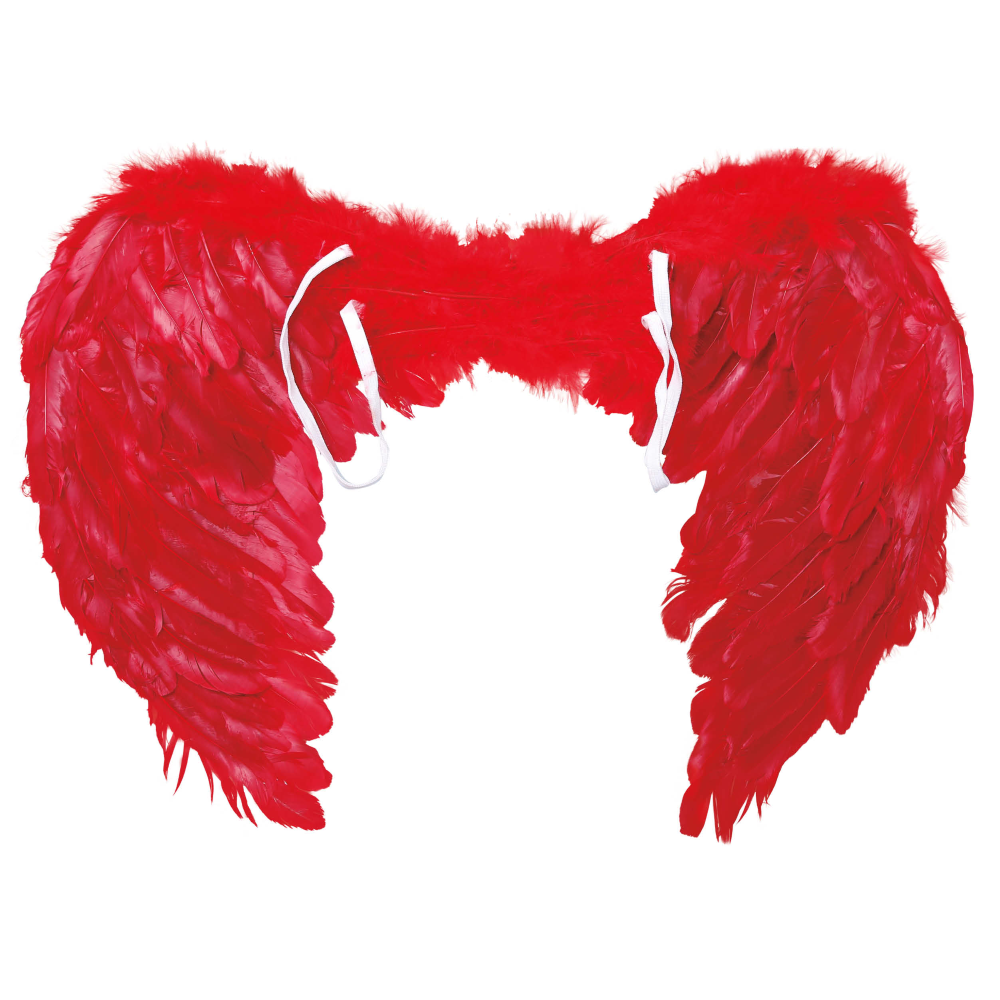 ALI PIUMATE ROSSE 60 X 40 CM ACCESSORI TRAVESTIMENTO COSTUME CARNEVALE HALLOWEEN - 16265