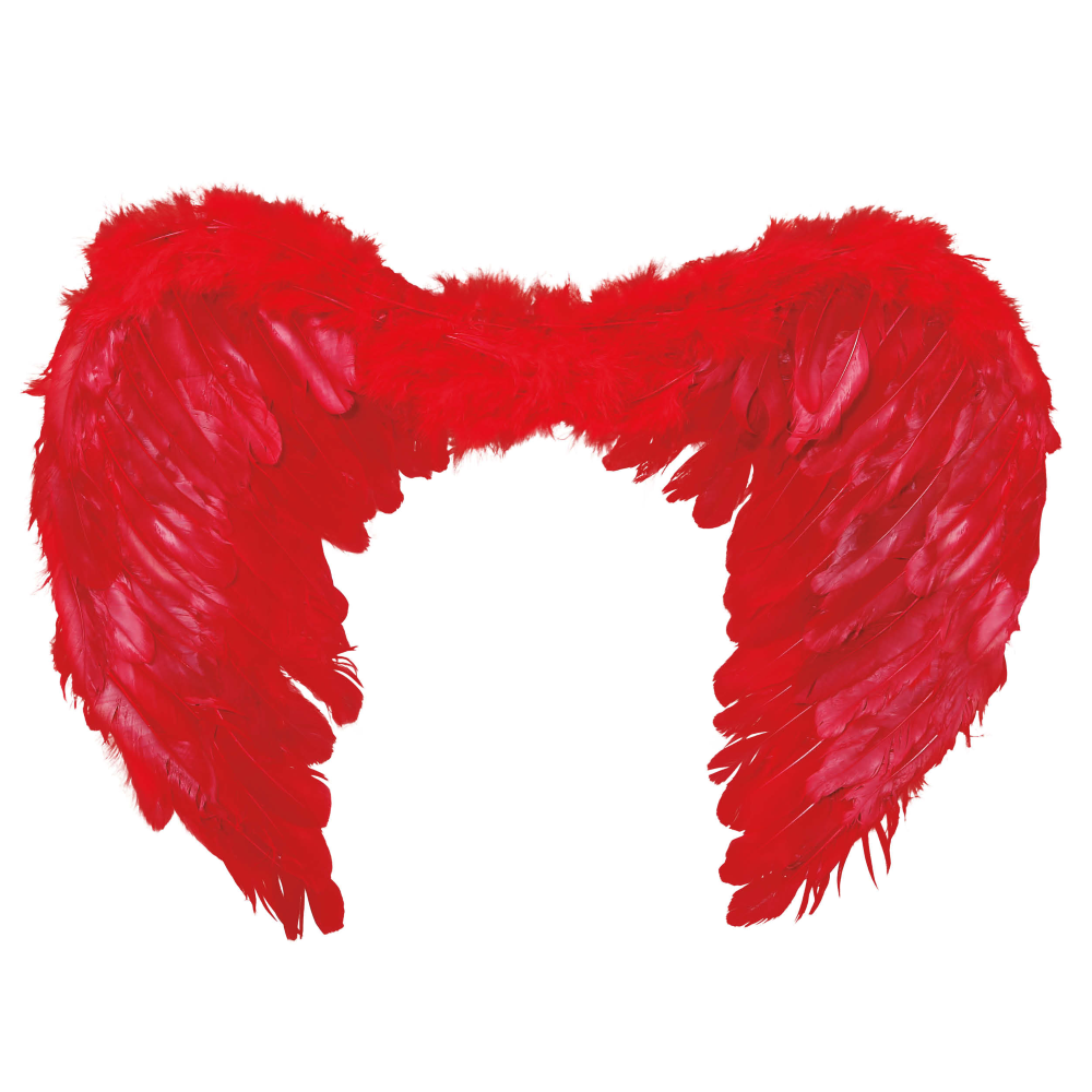 ALI PIUMATE ROSSE 60 X 40 CM ACCESSORI TRAVESTIMENTO COSTUME CARNEVALE HALLOWEEN - 16265