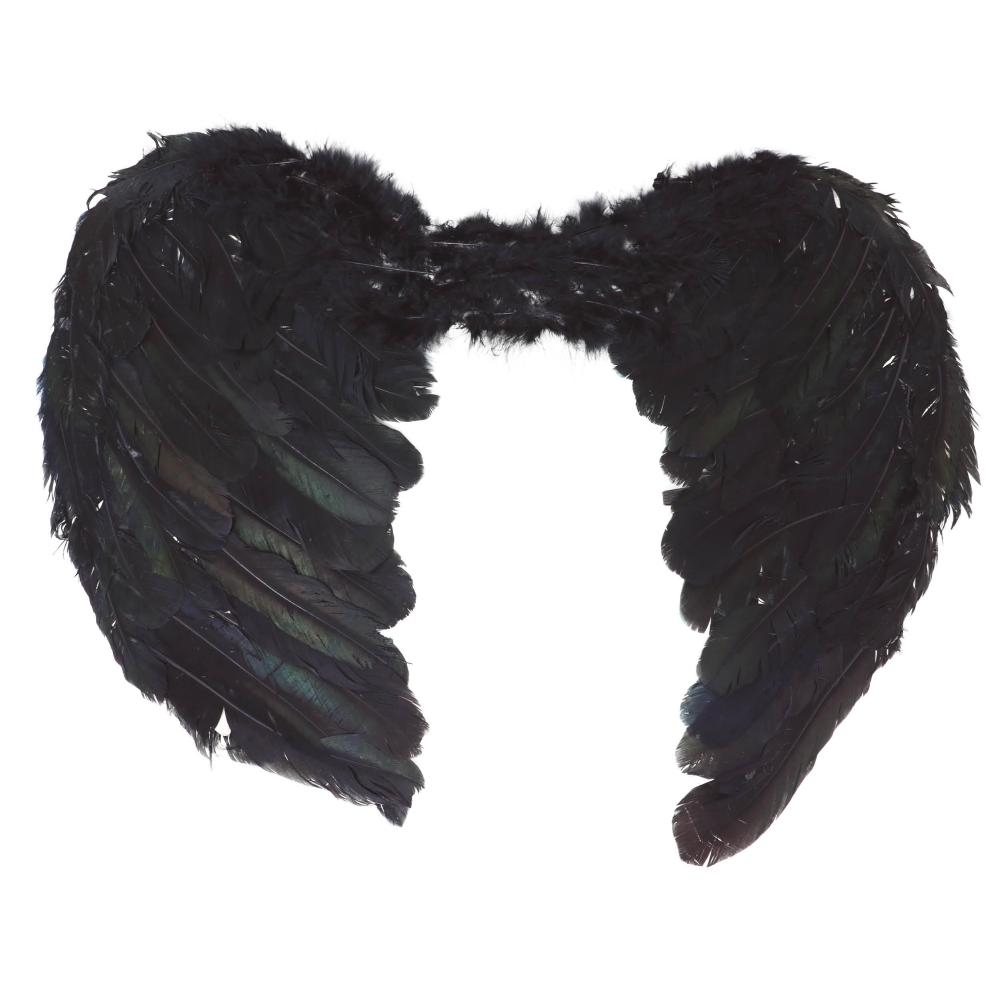 ALI PIUMATE NERE 60 X 40 CM ACCESSORI TRAVESTIMENTO COSTUME CARNEVALE HALLOWEEN - 16266