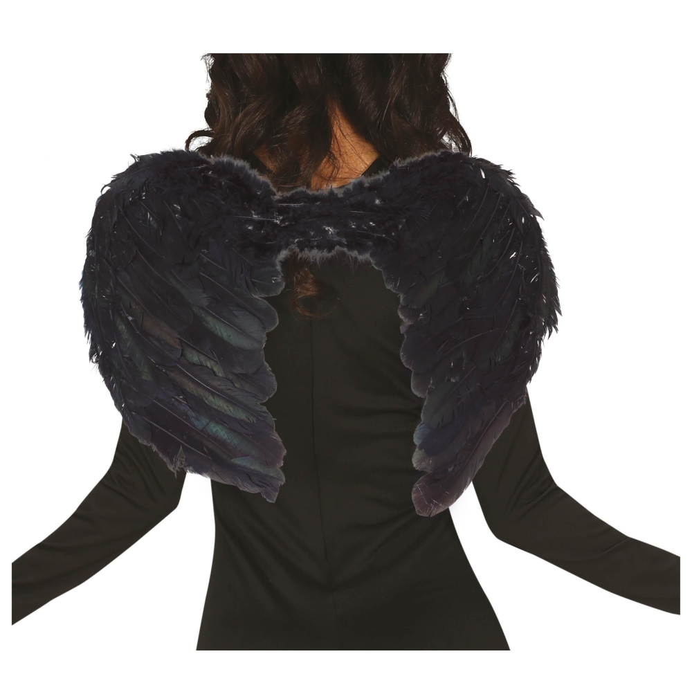 ALI PIUMATE NERE 60 X 40 CM ACCESSORI TRAVESTIMENTO COSTUME CARNEVALE HALLOWEEN - 16266