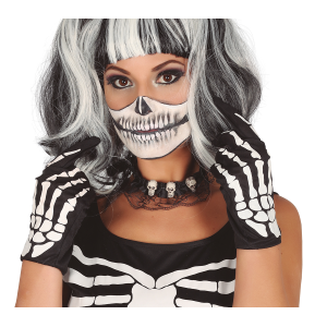 GUANTI SCHELETRO OSSA TAGLIA UNICA ADULTO ACCESSORI CARNEVALE HALLOWEEN - 16667