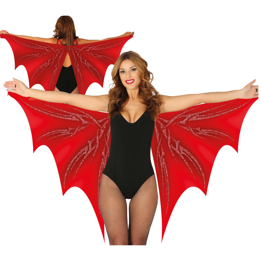 ALI PIPISTRELLO ROSSE IN TESSUTO 170 X 80 CM ACCESSORI TRAVESTIMENTO COSTUME CARNEVALE HALLOWEEN - 16881