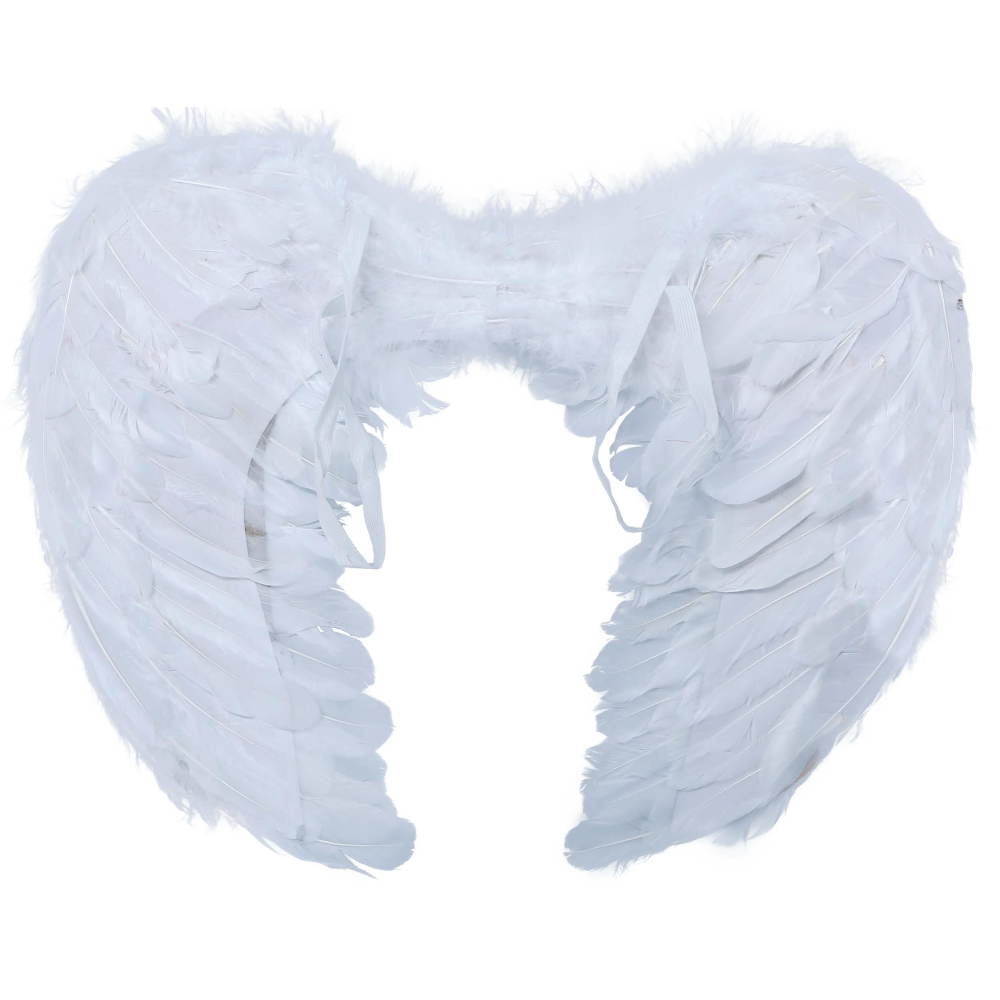 ALI PIUMATE BIANCHE 60 X 40 CM ACCESSORI TRAVESTIMENTO COSTUME CARNEVALE HALLOWEEN - 16885