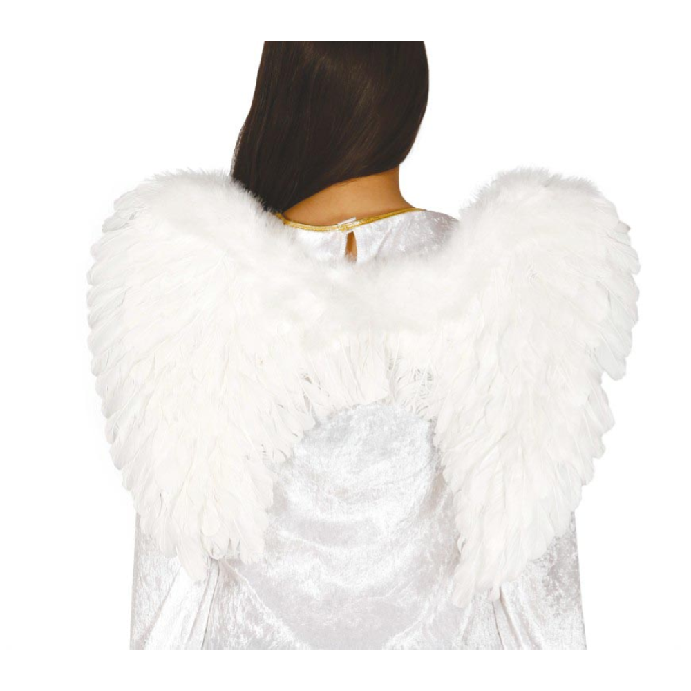 ALI PIUMATE BIANCHE 60 X 40 CM ACCESSORI TRAVESTIMENTO COSTUME CARNEVALE HALLOWEEN - 16885