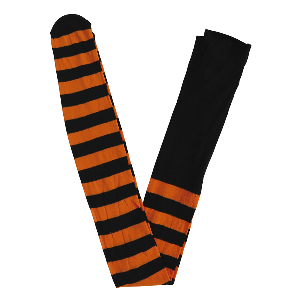 CALZE COLLANT RIGATI ARANCIO NERI TG UNICA ADULTO ACCESSORIO TRAVESTIMENTO HALLOWEEN - 17157