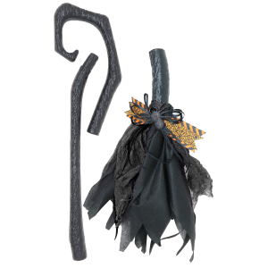 SCOPA DA STREGA SMONTABILE 90 CM ACCESSORI HALLOWEEN CARNEVALE - 19999