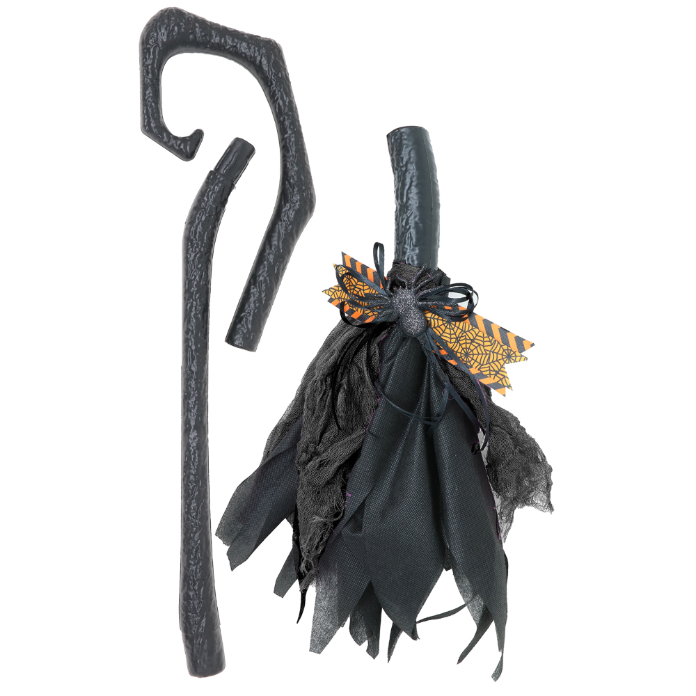 SCOPA DA STREGA SMONTABILE 90 CM ACCESSORI HALLOWEEN CARNEVALE - 19999