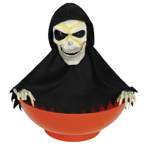 DECORAZIONE CIOTOLA CON SCHELETRO CON LUCI E SUONI ACCESSORIO TRAVESTIMENTO HALLOWEEN - 26790