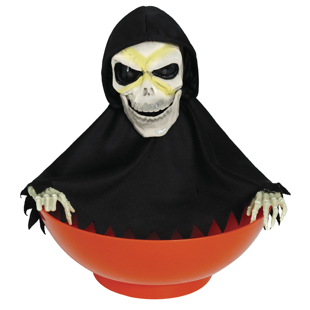 DECORAZIONE CIOTOLA CON SCHELETRO CON LUCI E SUONI ACCESSORIO TRAVESTIMENTO HALLOWEEN - 26790