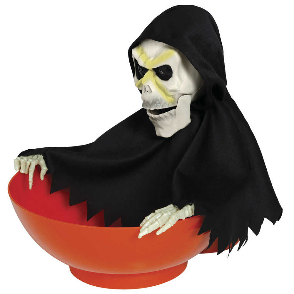 DECORAZIONE CIOTOLA CON SCHELETRO CON LUCI E SUONI ACCESSORIO TRAVESTIMENTO HALLOWEEN - 26790