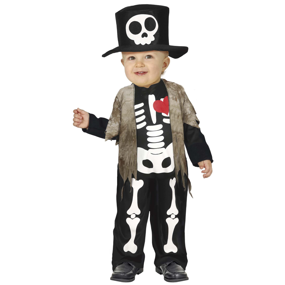 COSTUME VESTITO LIL SKELETON TRAVESTIMENTO SCHELETRO PER BAMBINI HALLOWEEN CARNEVALE COSPLAY