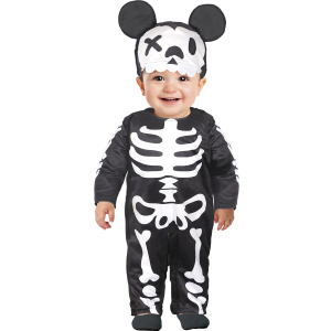 COSTUME VESTITO MOUSY SKELETON TRAVESTIMENTO SCHELETRO TOPOLINO PER BAMBINI HALLOWEEN CARNEVALE COSPLAY