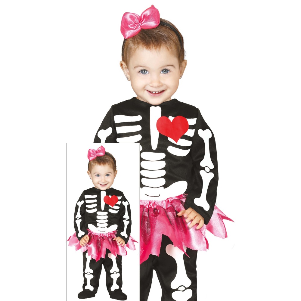COSTUME VESTITO SKELETON TRAVESTIMENTO SCHELETRO MINNIE PER BAMBINI HALLOWEEN CARNEVALE COSPLAY