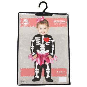 COSTUME VESTITO SKELETON TRAVESTIMENTO SCHELETRO MINNIE PER BAMBINI HALLOWEEN CARNEVALE COSPLAY