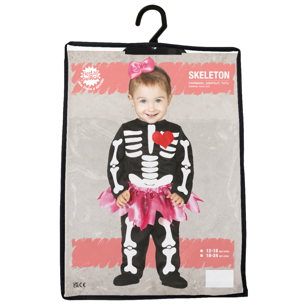 COSTUME VESTITO SKELETON TRAVESTIMENTO SCHELETRO MINNIE PER BAMBINI HALLOWEEN CARNEVALE COSPLAY