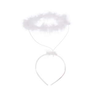 CERCHIETTO CON AUREOLA IN MARABOU BIANCO ACCESSORI PER ABITO VESTITO TRAVESTIMENTO CARNEVALE HALLOWEEN - 16147