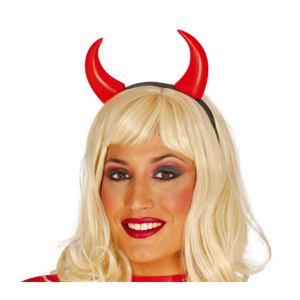 CERCHIETTO CON CORNA DIAVOLO ROSSE ACCESSORI PER ABITO VESTITO TRAVESTIMENTO CARNEVALE HALLOWEEN - 16664