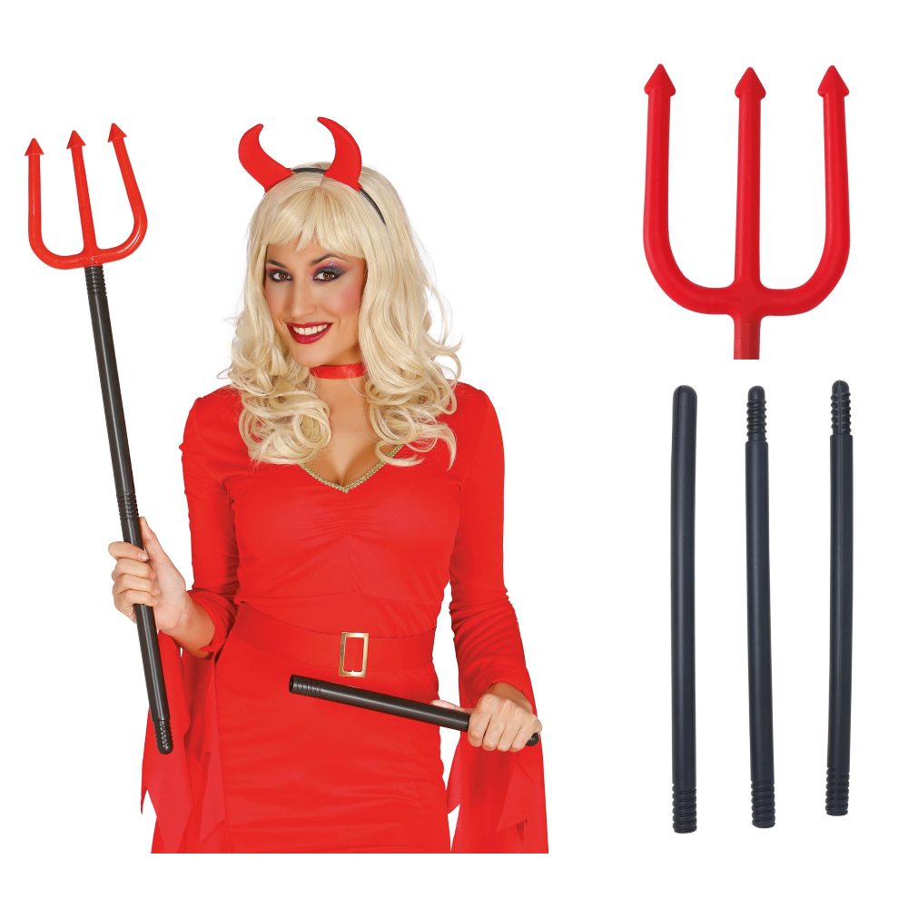 TRIDENTE SMONTABILE 100 CM ACCESSORI DIAVOLO PER ABITO VESTITO TRAVESTIMENTO CARNEVALE HALLOWEEN - 18513