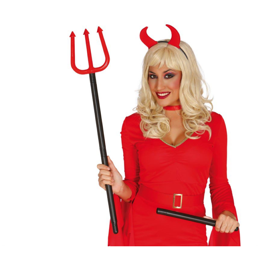 TRIDENTE SMONTABILE 100 CM ACCESSORI DIAVOLO PER ABITO VESTITO TRAVESTIMENTO CARNEVALE HALLOWEEN - 18513