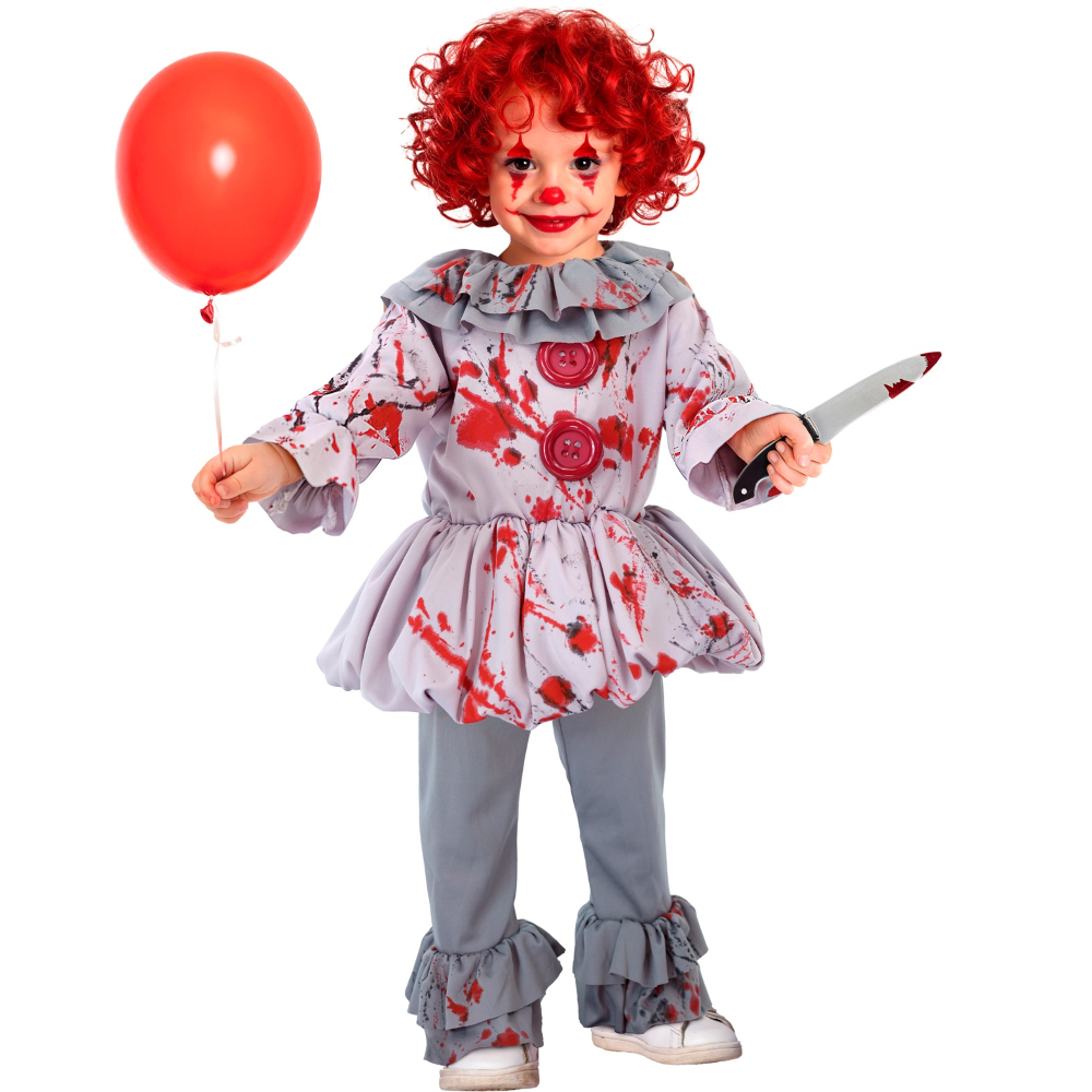 COSTUME PAGLIACCIO HORROR VINTAGE TRAVESTIMENTO HALLOWEEN DA BAMBINO COSPLAY IT - 1713