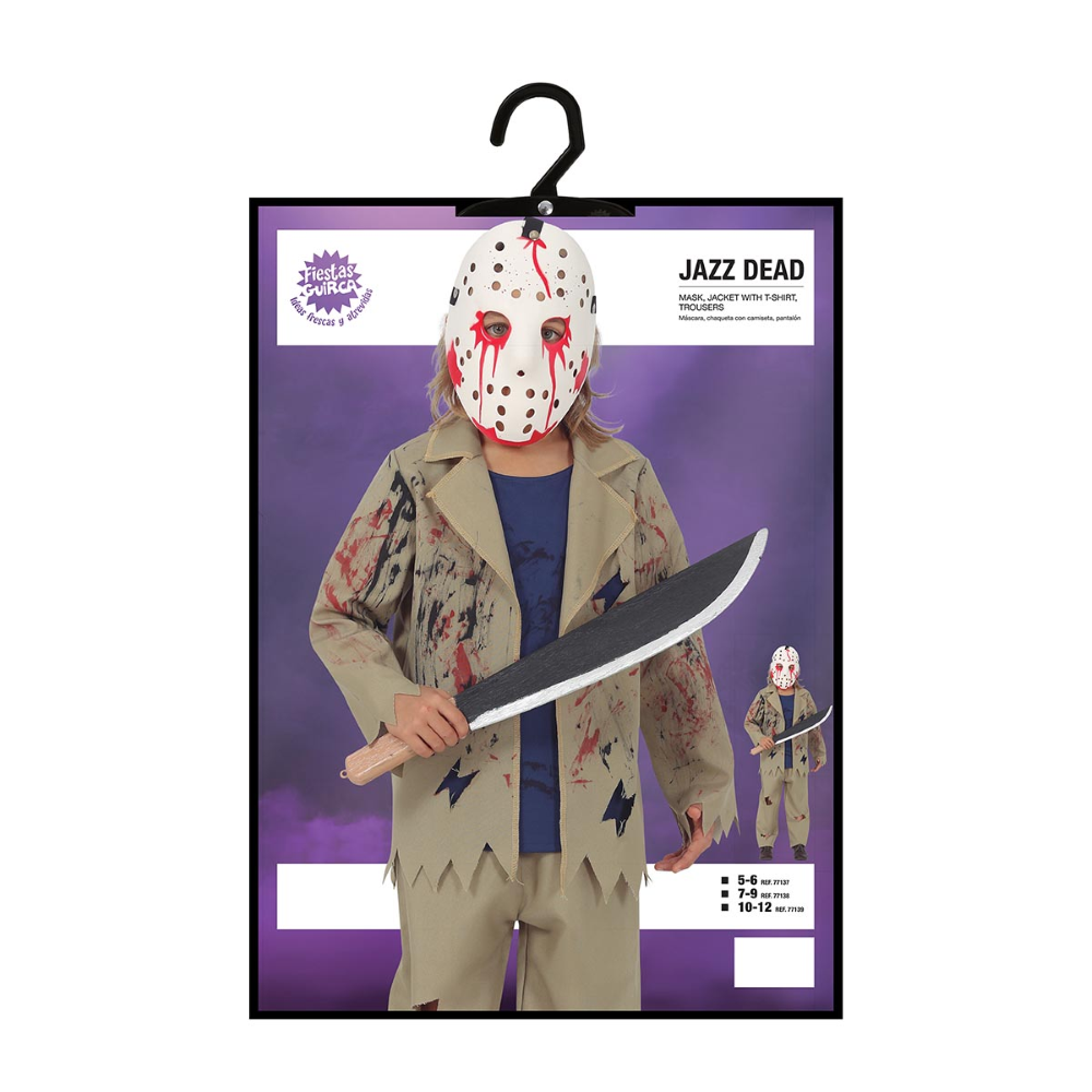 COSTUME VESTITO JAZZ DEAD TRAVESTIMENTO VENERDÌ 13 PER BAMBINI HALLOWEEN CARNEVALE COSPLAY