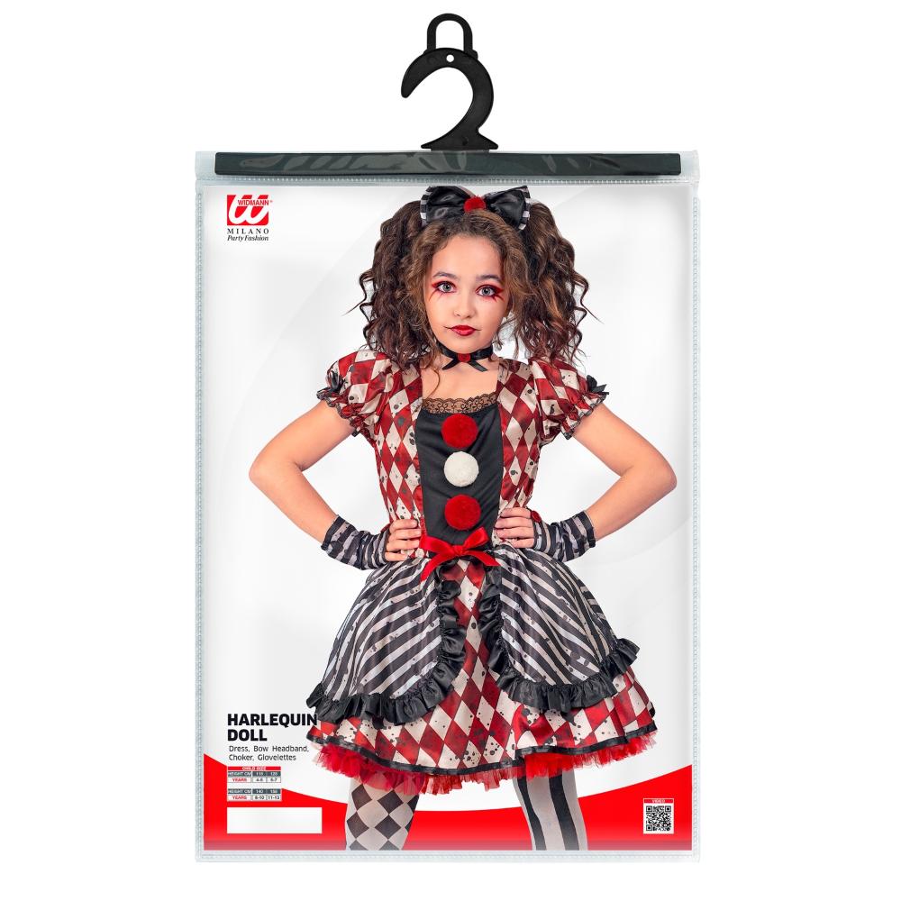 COSTUME BAMBOLA ARLECCHINO VESTITO TRAVESTIMENTO CARNEVALE HALLOWEEN COSPLAY - 4270