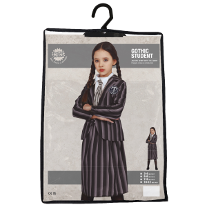 COSTUME VESTITO STUDENTESSA GOTICA TRAVESTIMENTO MERCOLEDÌ PER BAMBINI HALLOWEEN CARNEVALE COSPLAY