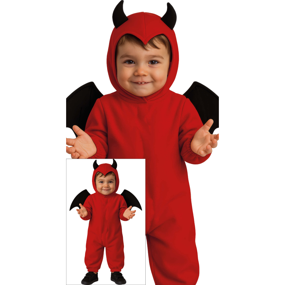 COSTUME VESTITO LITTLE DEEMON TRAVESTIMENTO DIAVOLETTO PER BAMBINI HALLOWEEN CARNEVALE COSPLAY