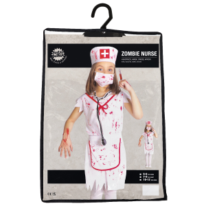 COSTUME VESTITO INFERMIERA ZOMBIE TRAVESTIMENTO PER BAMBINI HALLOWEEN CARNEVALE COSPLAY