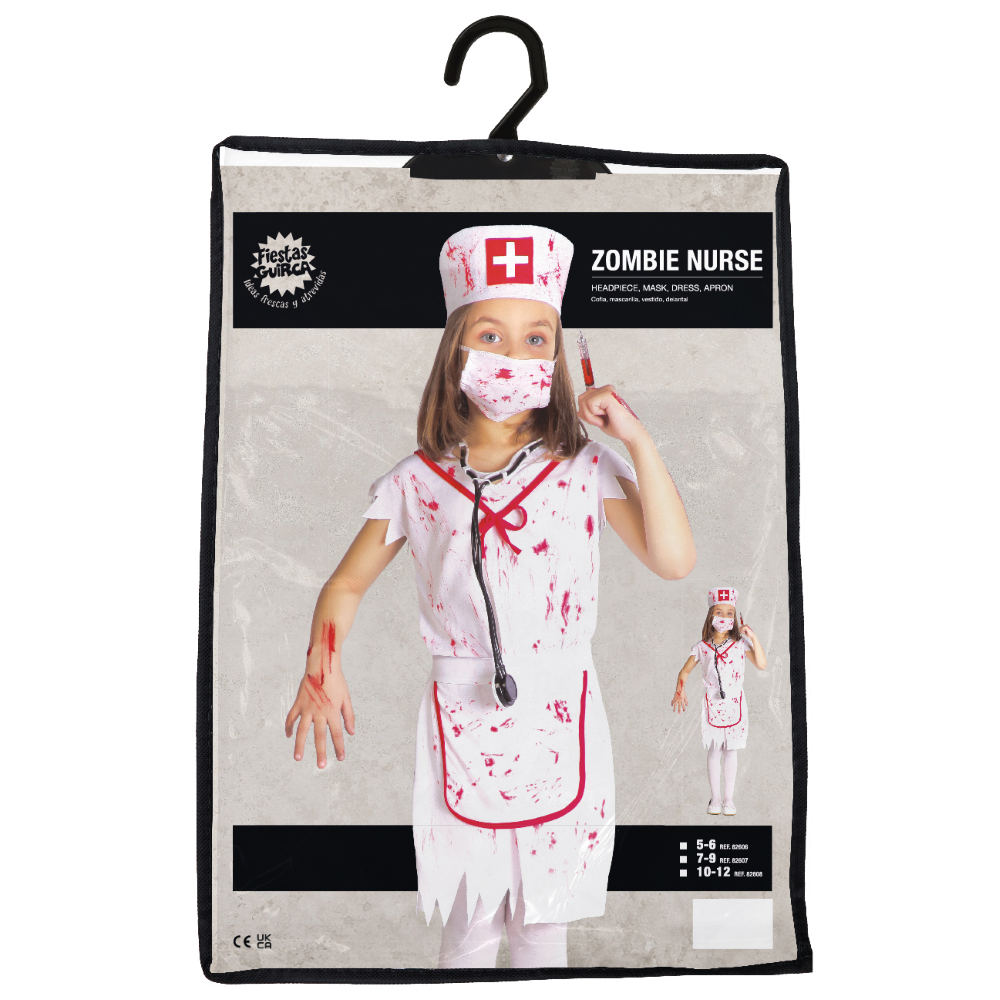 COSTUME VESTITO INFERMIERA ZOMBIE TRAVESTIMENTO PER BAMBINI HALLOWEEN CARNEVALE COSPLAY