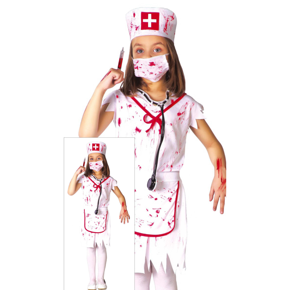 COSTUME VESTITO INFERMIERA ZOMBIE TRAVESTIMENTO PER BAMBINI HALLOWEEN CARNEVALE COSPLAY