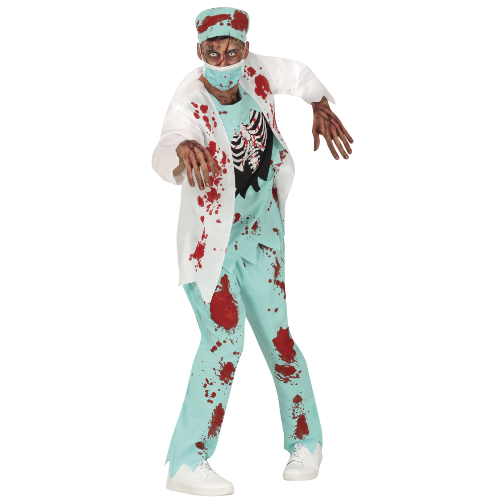 COSTUME VESTITO SURGEON ZOMBIE TRAVESTIMENTO CHIRURGO ZOMBIE PER ADULTI HALLOWEEN CARNEVALE COSPLAY